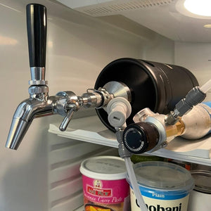 keg in fridge with straight adapter